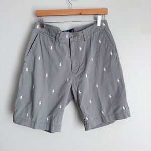 Vtg Polo Ralph Lauren polo pony embroidered print Prospect shorts grey size 31